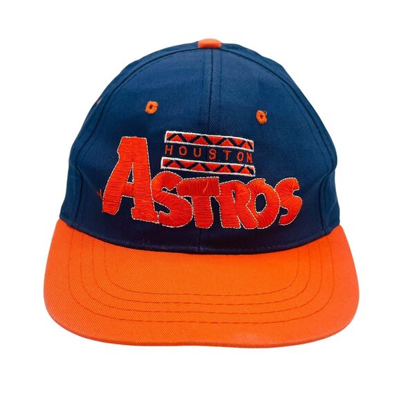 VTG Houston Astros Logo Annco Snapback Ball Cap Navy & Orange Boy Size - Picture 1 of 5